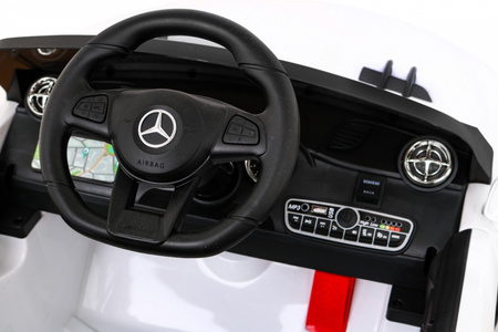 Mercedes Benz AMG SL65 S elektryczny dla dzieci Biały + Pilot + Audio LED + Ekoskóra + EVA + Wolny Start