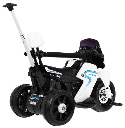Pchaczyk Rowerek Motorek elektryczny 3w1 dla dzieci Biały + Piankowa poręcz + Audio LED
