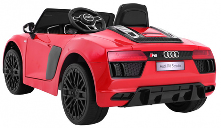 Audi R8 Spyder na akumulator Lakier Czerwony + Pilot + EVA + Wolny Start + Radio MP3 + LED