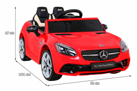 Mercedes Benz SLC300 Auto na akumulator dla dzieci Czerwony + Dźwięki MP3 Światła + Pilot + Wolny Start