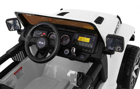 Jeep Wrangler Rubicon na akumulator dla dzieci Biały + Pilot + Radio MP3 LED + Koła EVA