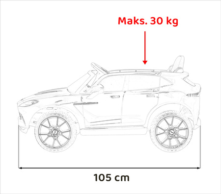 Aston Martin DBX na akumulator dla dzieci Biały + Pilot + EVA + Pasy + Wolny Start + Audio LED