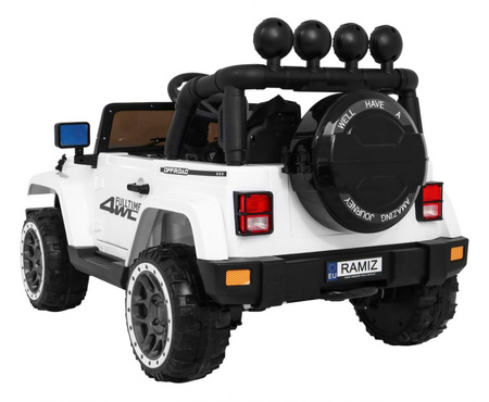 Auto Terenowe Full Time 4WD dla dzieci Biały + Napęd 4x4 + Pilot + Audio LED + Schowek