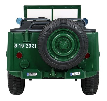 Autko Wojskowe Retro Strong dla 3 dzieci Zielony + Napęd 4x4 + Schowki + EVA + Wolny Start + MP3 LED