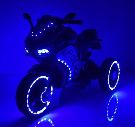 DUŻY MOTOR ŚCIGACZ  STRONG 2 EXCLUSIVE, ŚWIECĄCE KOŁA, 3 KOŁOWY/HT6188