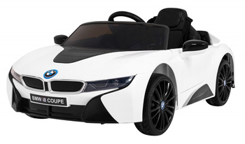 BMW I8 Lift Auto na akumulator Biały + Pilot + Wolny Start + 3-pkt pasy + MP3 USB + LED