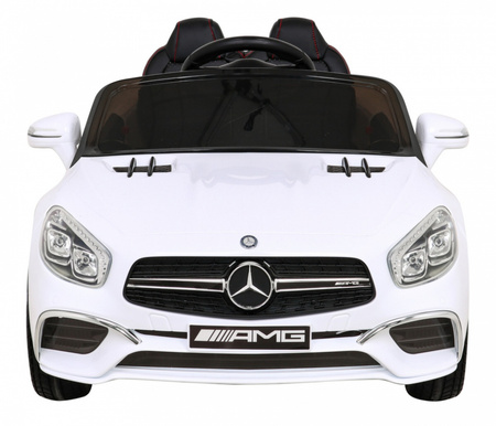 Mercedes Benz AMG SL65 S elektryczny dla dzieci Biały + Pilot + Audio LED + Ekoskóra + EVA + Wolny Start