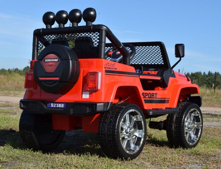 MEGA JEEP SUNSHINE, NAPĘD 4X4, 2X12V, WOLNY START/ MIĘKKIE KOŁA, BLUETOOTH, RADIO EXCLUSIVE/2388