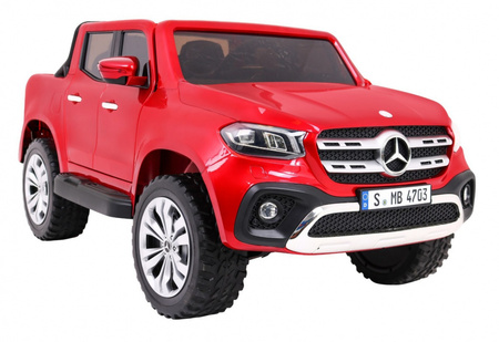 Mercedes Benz X-Class dla dzieci Lakier Czerwony + Pilot + Napęd 4x4 + MP4 + Bagażnik + EVA