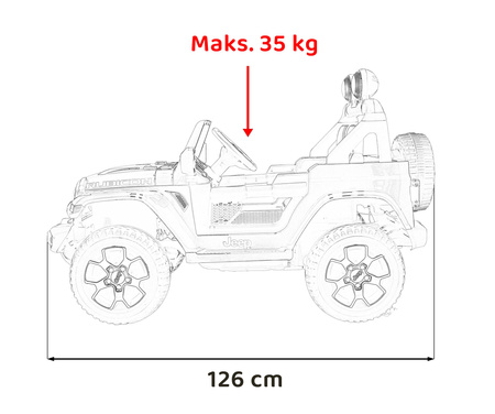 Jeep Wrangler Rubicon na akumulator dla dzieci Biały + Pilot + Radio MP3 LED + Koła EVA