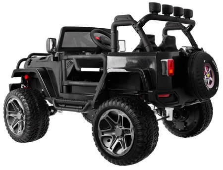 Auto terenowe typu jeep Monster 4x4 dla dzieci Czarny + Pilot + Regulacja siedzenia + Wolny Start + MP3 LED + Bagażnik + Plecak