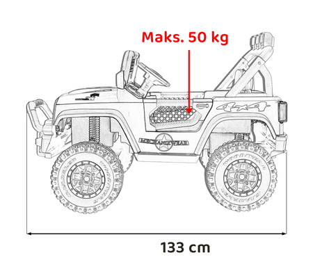 Autko terenowe Geoland Power dla 2 dzieci Biały + Pilot + Silniki 2x200W + Bagażnik + Radio MP3 + LED