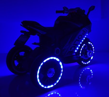 DUŻY MOTOR ŚCIGACZ  STRONG 2 EXCLUSIVE, ŚWIECĄCE KOŁA, 3 KOŁOWY/HT6188