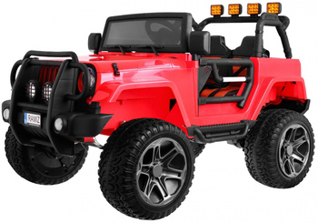 Auto terenowe typu jeep Monster 4x4 dla dzieci Czerwony + Pilot + Regulacja siedzenia + MP3 LED + Bagażnik + Plecak