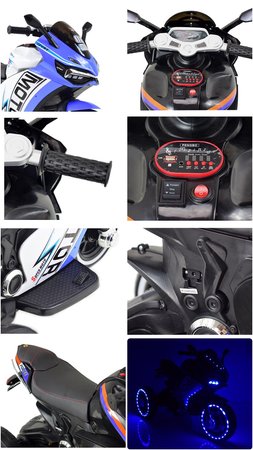 DUŻY MOTOR ŚCIGACZ  STRONG 2 EXCLUSIVE, ŚWIECĄCE KOŁA, 3 KOŁOWY/HT6188