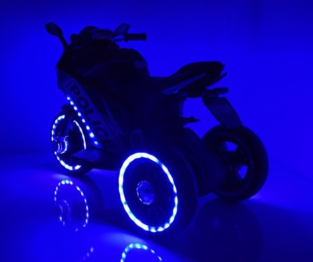 DUŻY MOTOR ŚCIGACZ  STRONG 2 EXCLUSIVE, ŚWIECĄCE KOŁA, 3 KOŁOWY/HT6188