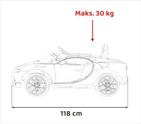 Bugatti Chiron na akumulator dla dzieci Niebieski + Pilot + Bagażnik + EVA + Amortyzatory + Audio LED