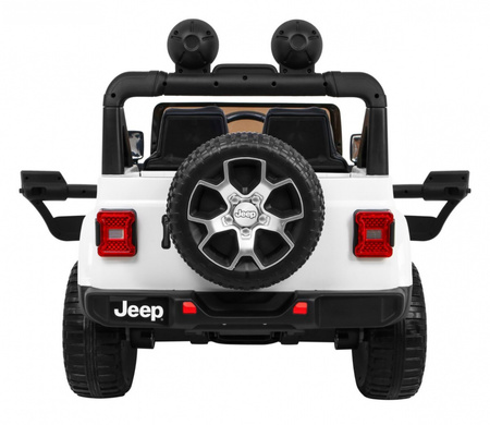 Jeep Wrangler Rubicon na akumulator dla dzieci Biały + Pilot + Radio MP3 LED + Koła EVA